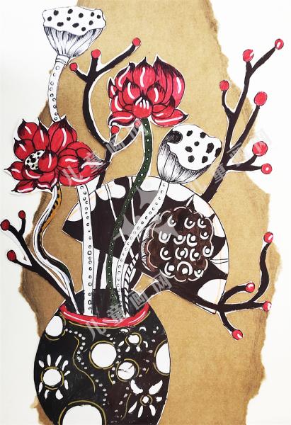 荷与莲儿童绘画