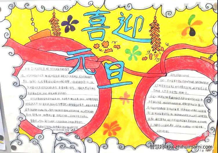 2022喜迎元旦手抄报绘画-图7