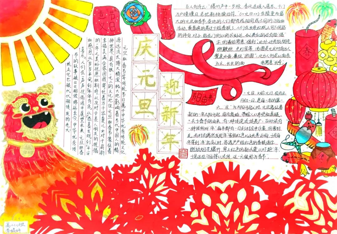 2022新年快乐手抄报绘画-图4