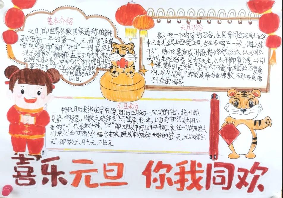 小学五年级元旦快乐手抄报教程-图1