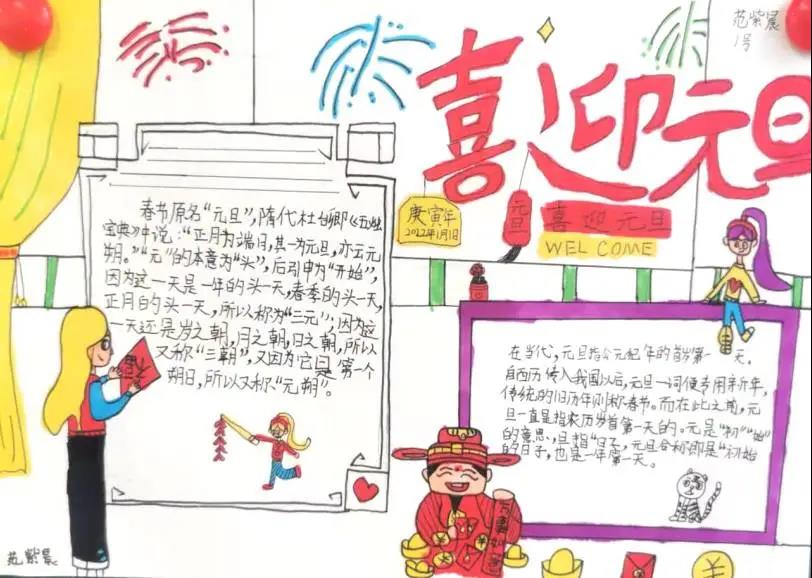 小学五年级元旦快乐手抄报教程