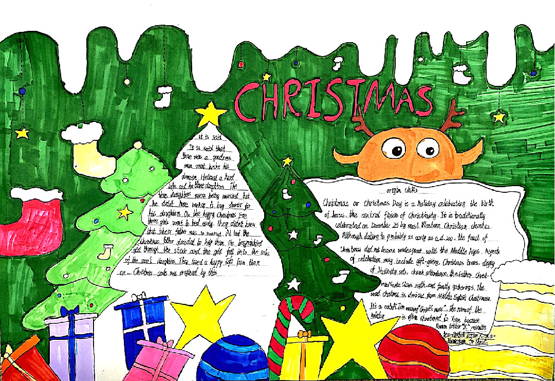 漂亮的圣诞节手抄报绘画-图3