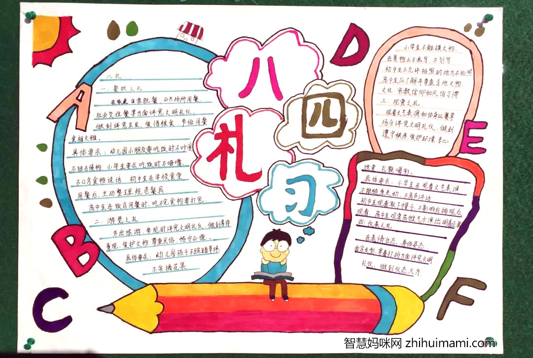 “学八礼四仪 做美德少年”主题手抄报绘画-图1