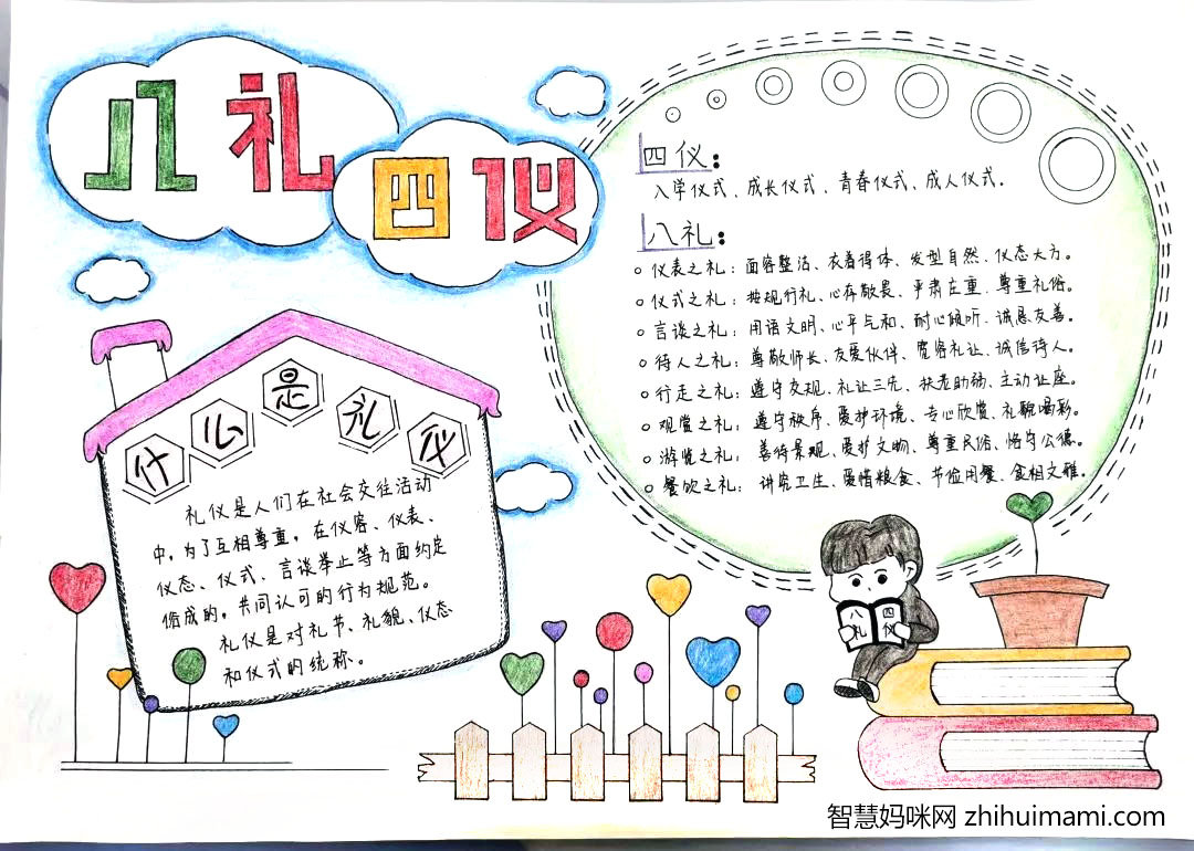 “学八礼四仪 做美德少年”主题手抄报绘画-图4