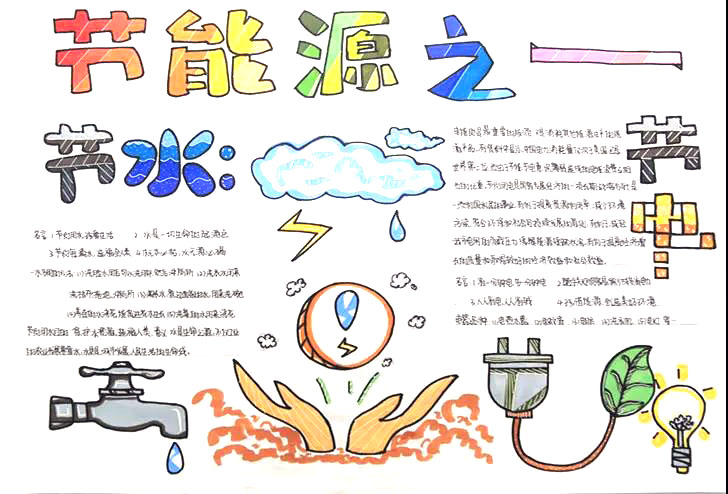 三年级节约能源手抄报绘画-图1