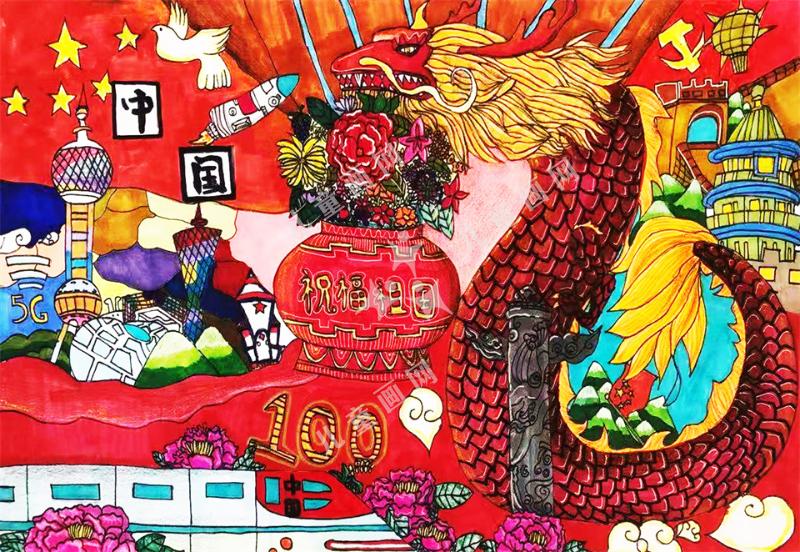 祝福祖国儿童绘画作品