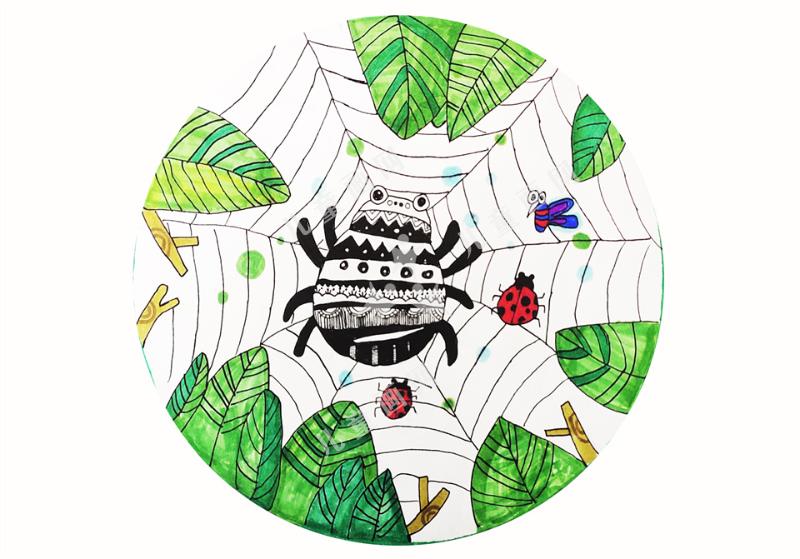 蜘蛛与猎物儿童绘画