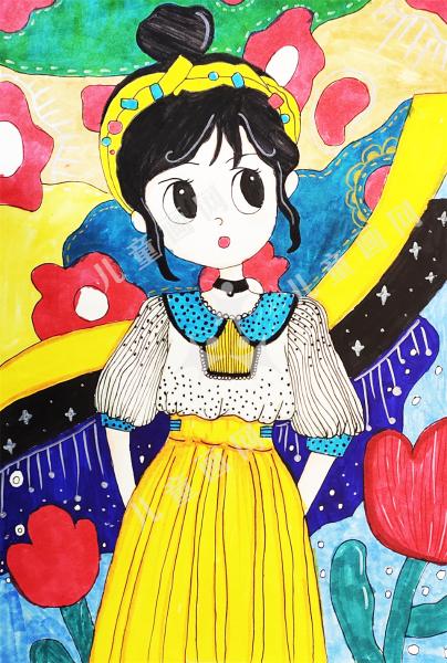 人物儿童画漂亮女孩