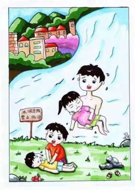防溺水画画图片（A3竖版）-图1