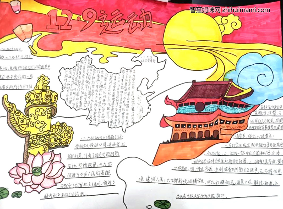 五年级一二九手抄报会哈简单好看-图6