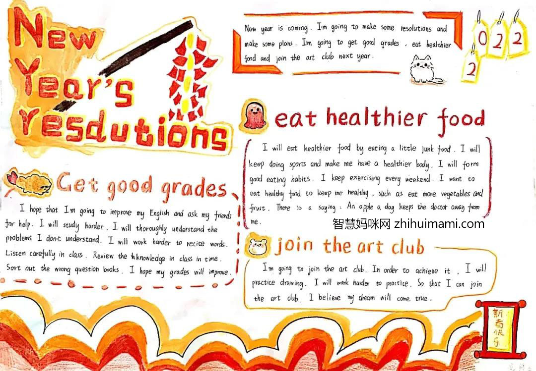 2022迎新年英语手抄报绘画-图2
