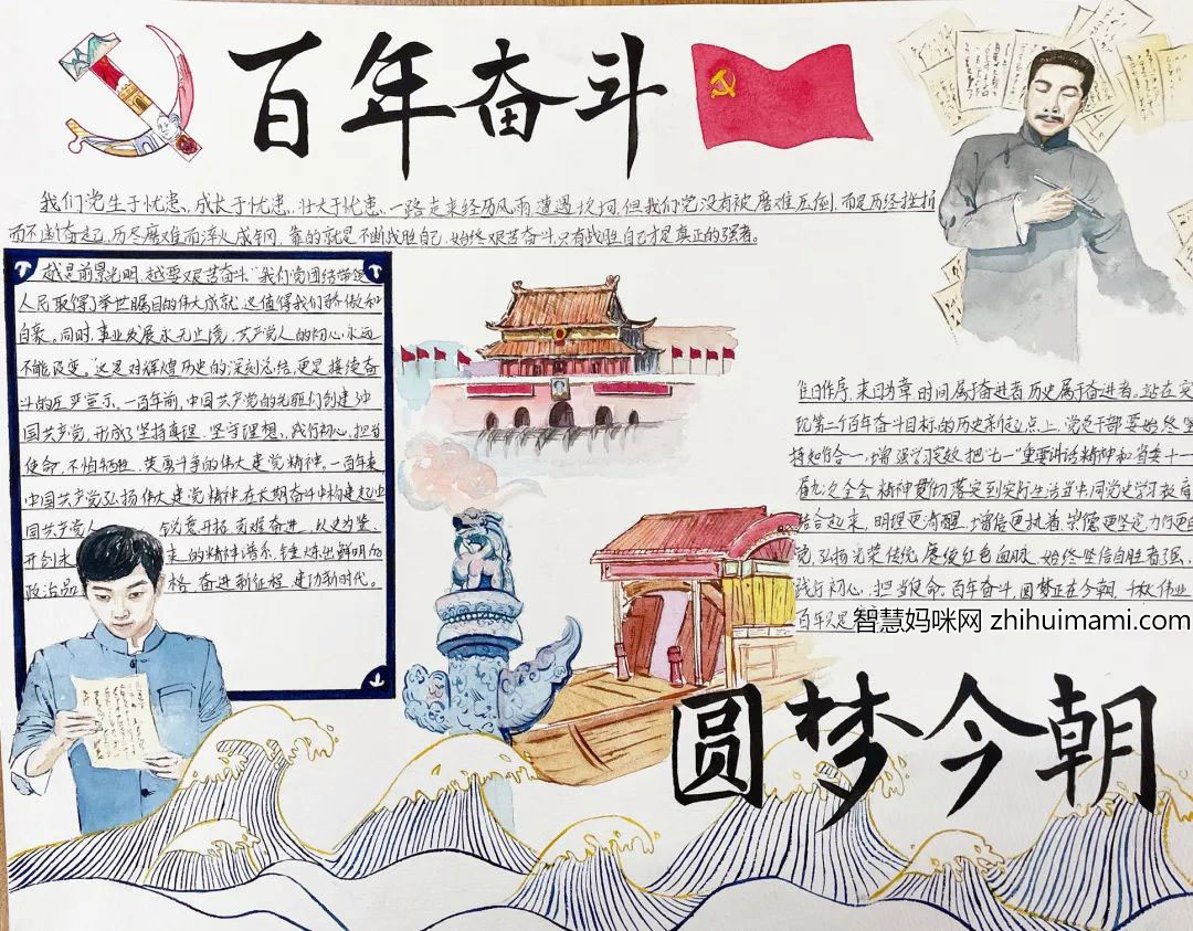 党在我心中主题手抄报绘画-图1