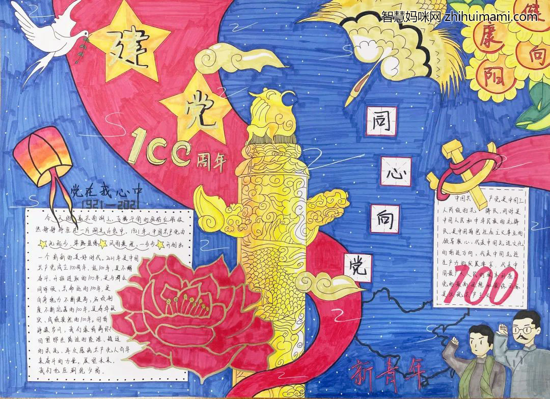 党在我心中主题手抄报绘画-图7