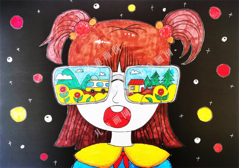 彩色眼镜手绘欣赏