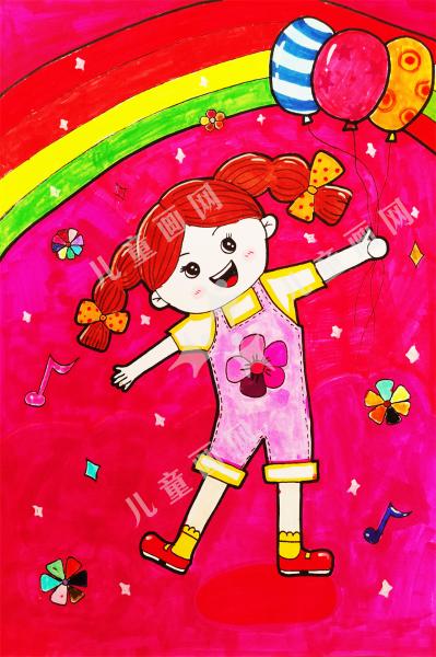 彩虹舞台儿童画