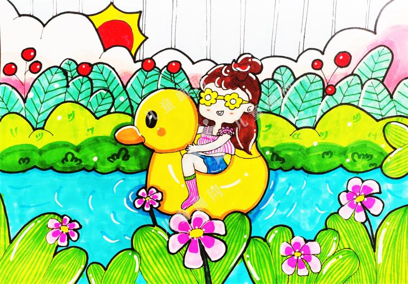儿童绘画作品-夏日时光