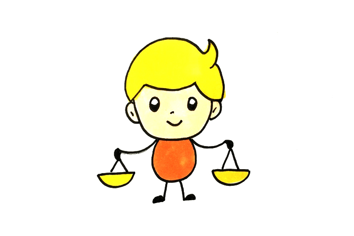 天秤座小男孩简笔画画法