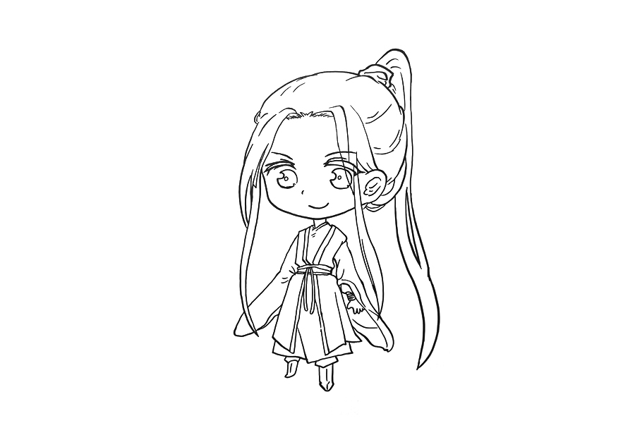 天官赐福花城简笔画-图4