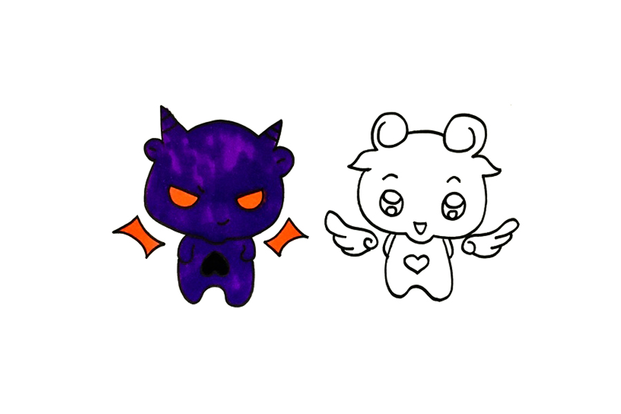 天使与恶魔简笔画画法-图5