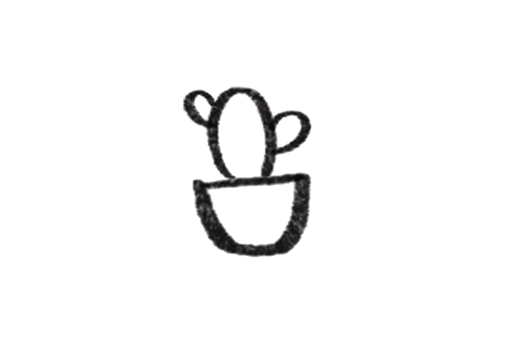 多肉植物简笔画 盆栽仙人掌-图2