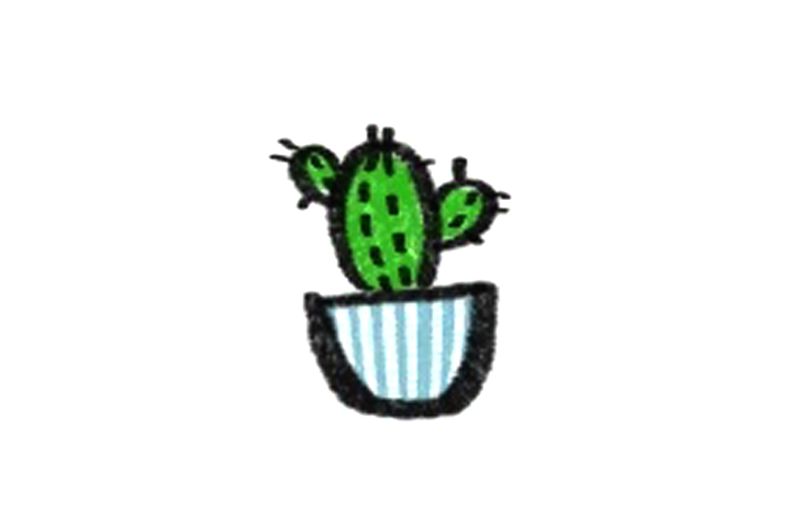 多肉植物简笔画 盆栽仙人掌