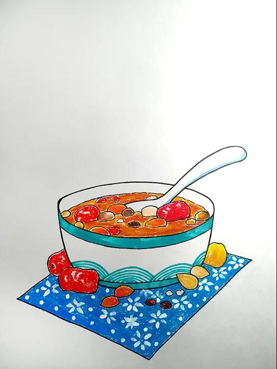 步骤3：用油画棒给画面上色。