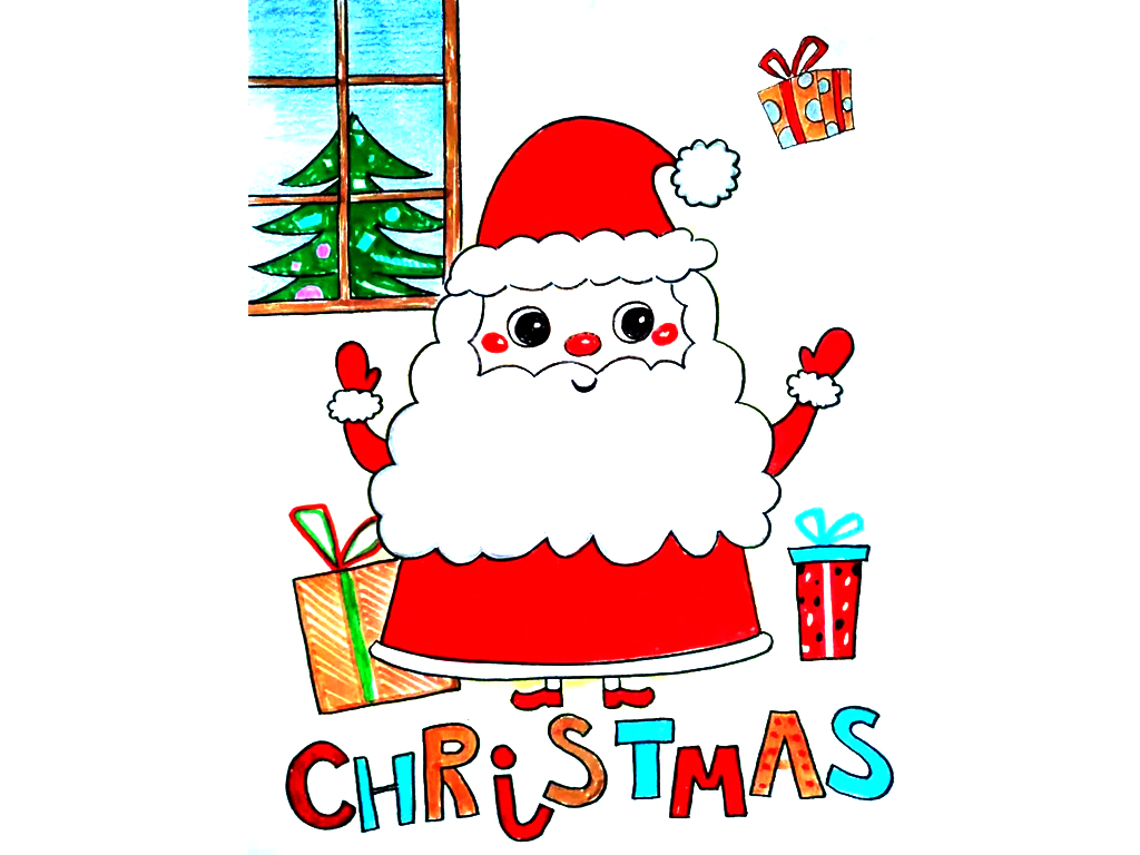 超简单的圣诞老人简笔画教程