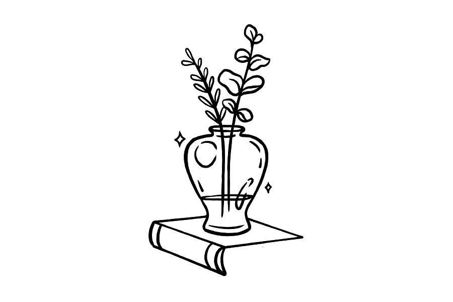 插花和书本简笔画教程-图8