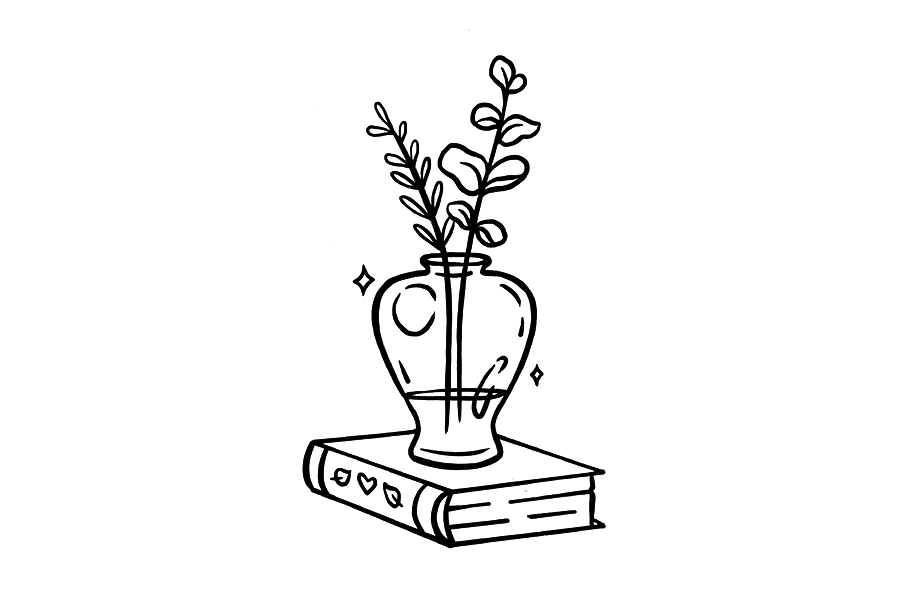 插花和书本简笔画教程