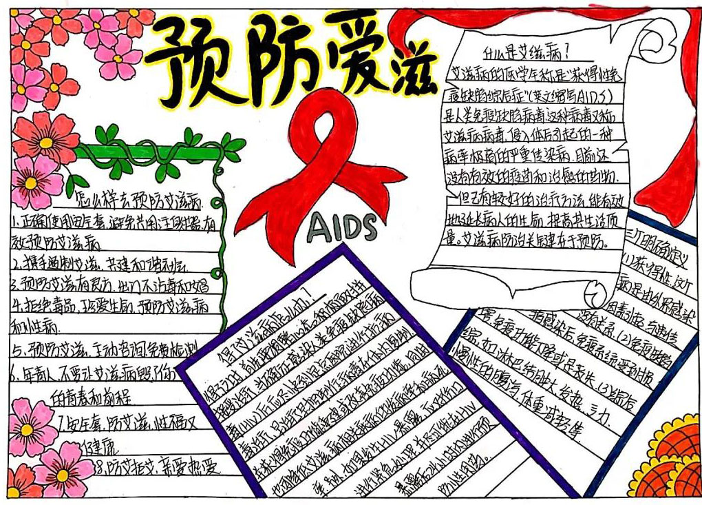 初中防艾宣传主题创意手抄报-图1