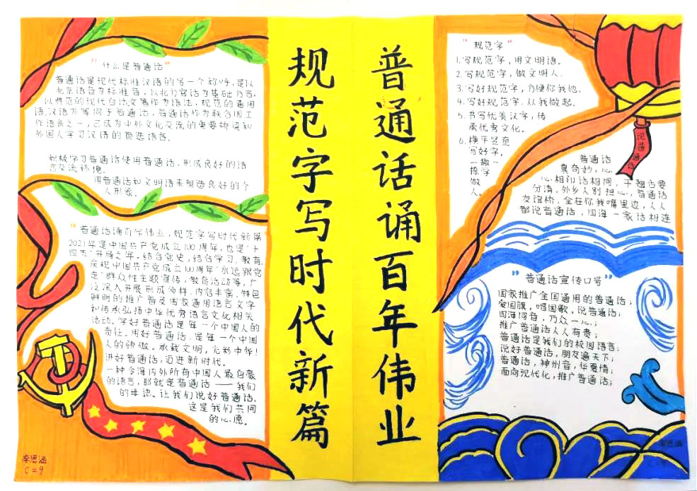 如何画推广普通话共筑中国梦的手抄报-图1