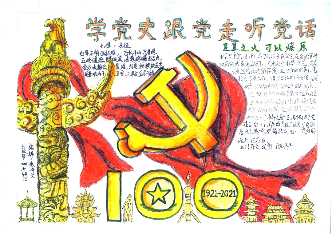 学党史颂党恩跟党走手抄报怎么画-图1