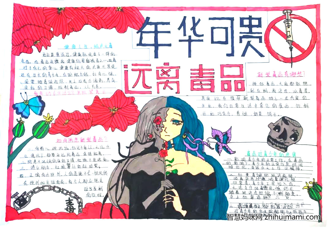 2022年禁毒宣传手抄报图片-图1