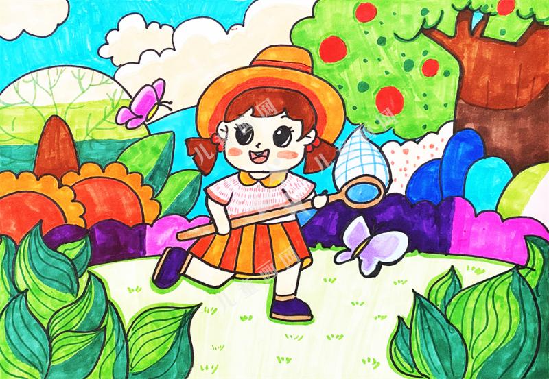 扑蝴蝶创意手绘