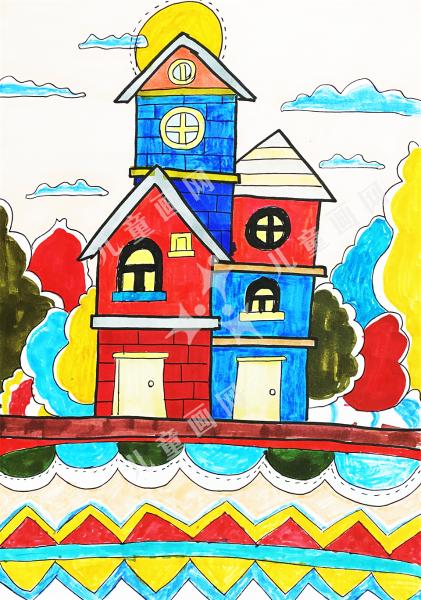 多彩的房子儿童手绘欣赏