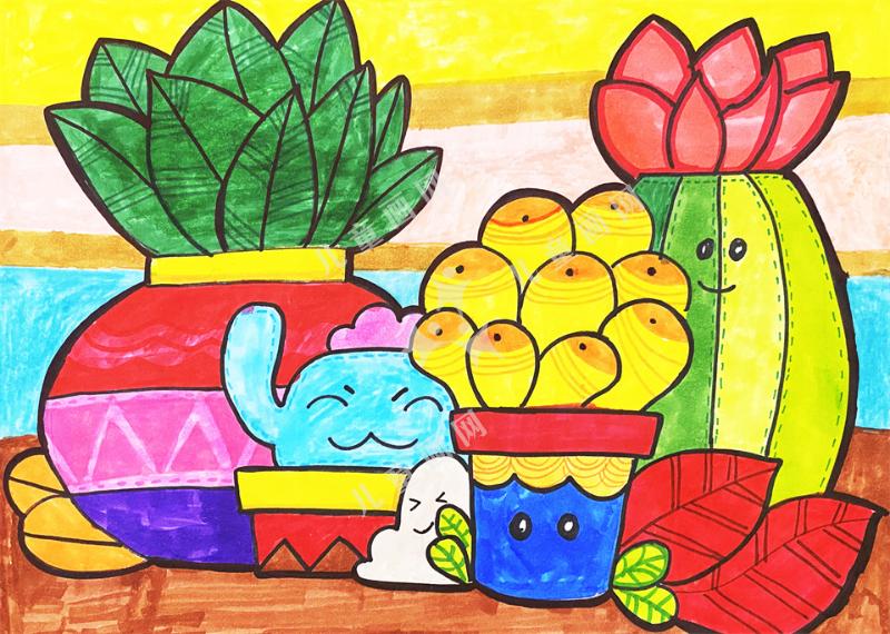 多肉仙人掌手绘画法