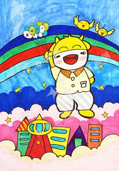 快乐小牛创意手绘