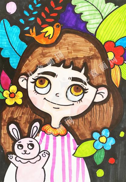 儿童画精灵女孩