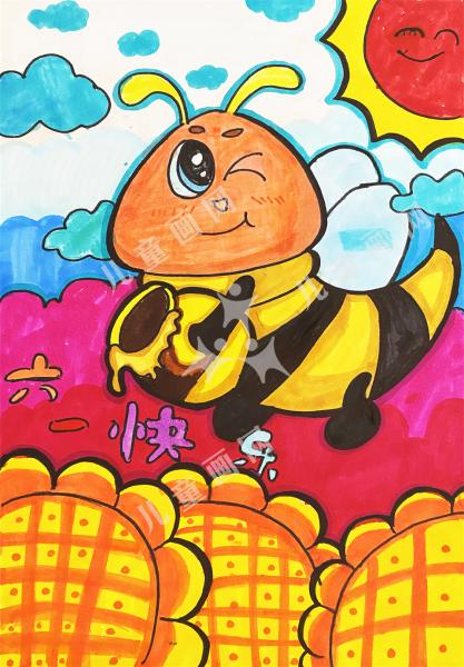 勤劳的小蜜蜂绘画卡