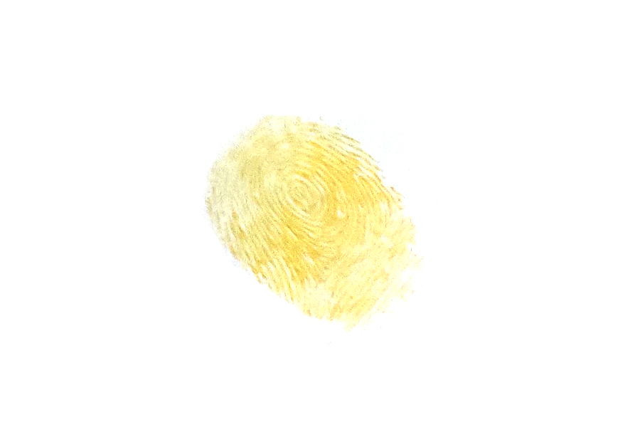 步骤1：伸出大拇指，蘸取颜料后，按出蜜蜂胖胖的身子。