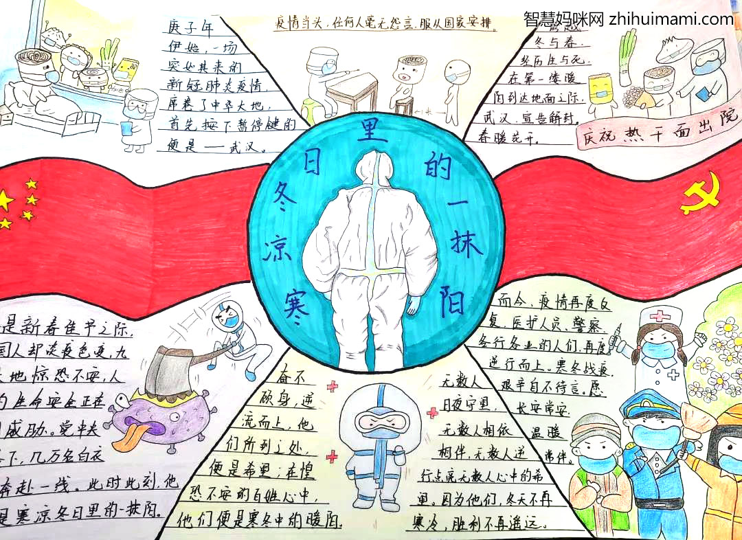初中防疫抗艾手抄报绘画作品-图5