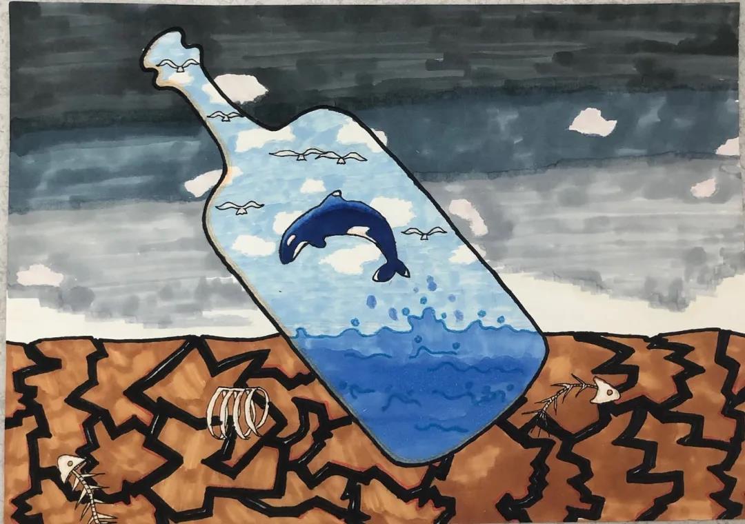 保护环境创意儿童画作品-图1