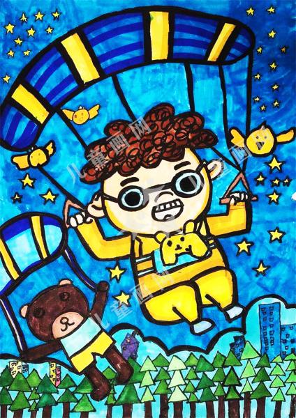 童年飞翔创意画