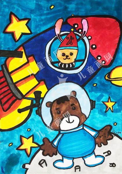 太空动物儿童手绘