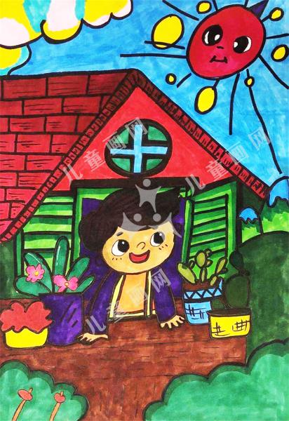 周末的清晨儿童画漂亮