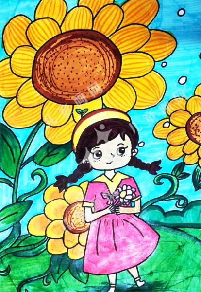 清新女孩简单手绘画