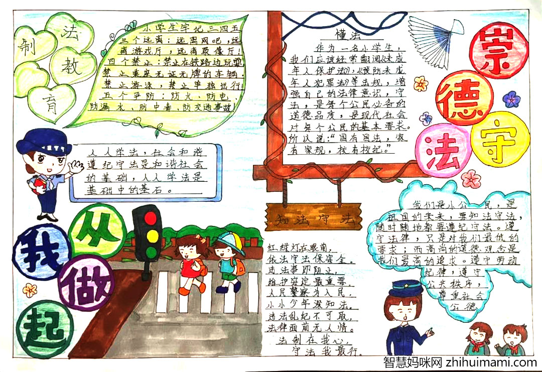 知法守法法在我心手抄报漂亮-图1