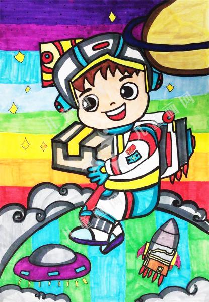 遨游太空创意画漂亮