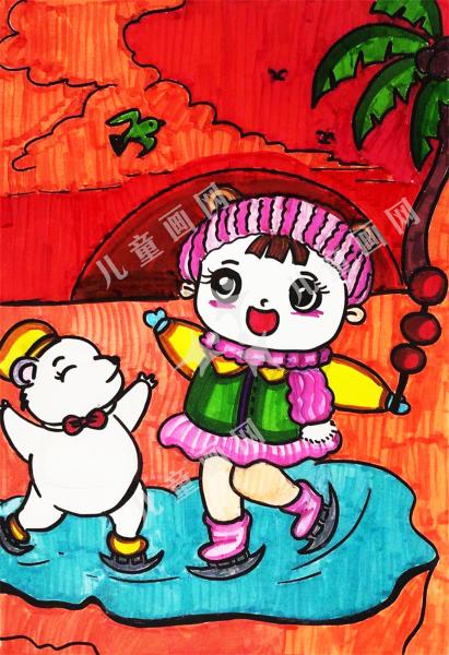 滑冰场创意手绘