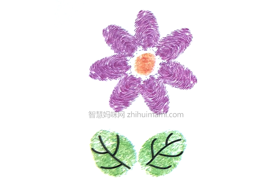 步骤4：仔细观察叶片，然后画出叶子的纹路。